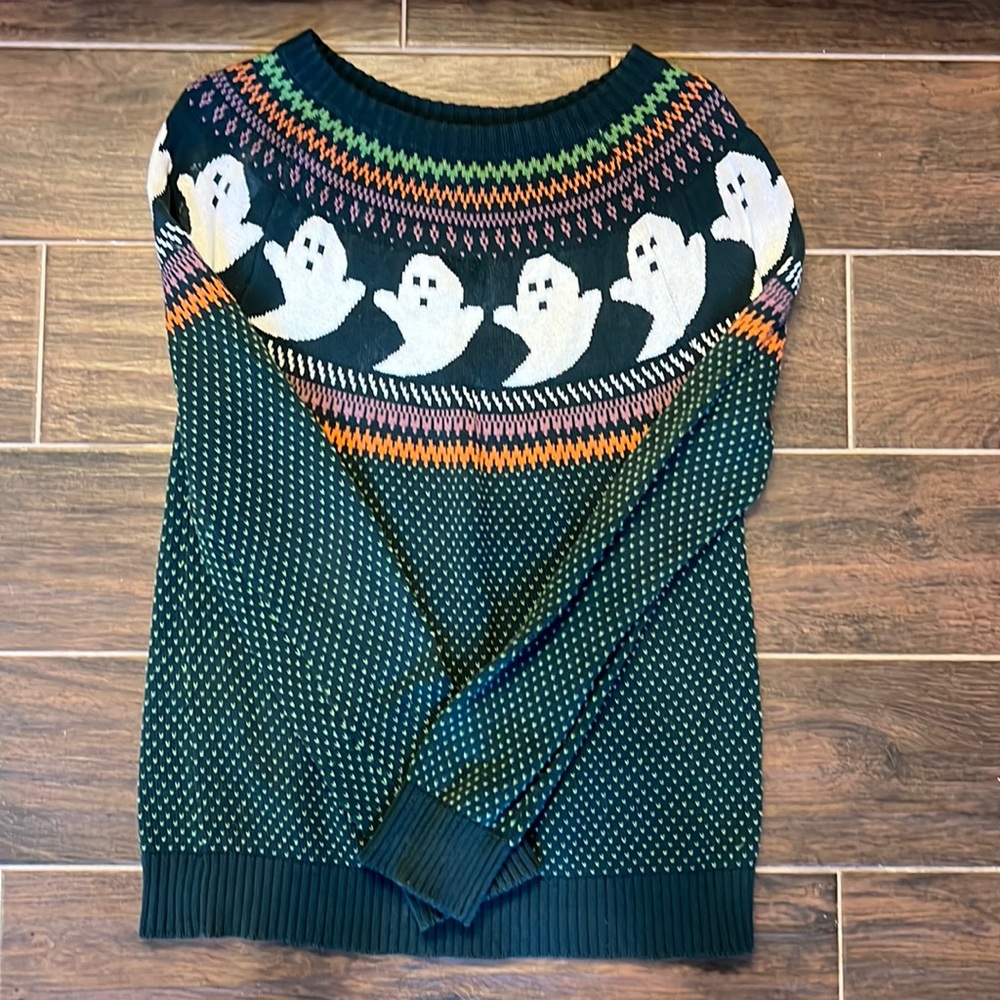 ModCloth You’ve Been Ghosted Green Sweater Size M